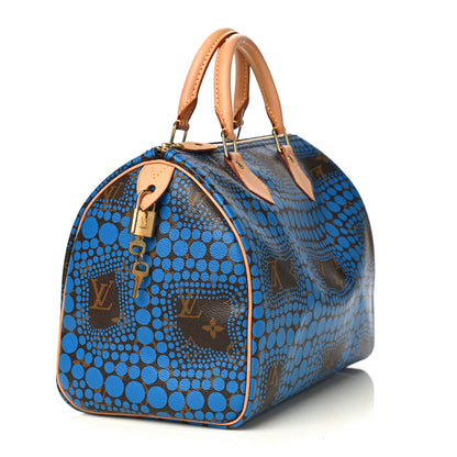 Louis Vuitton Monogram Kusama Town Speedy 30 Blue 3 of 11