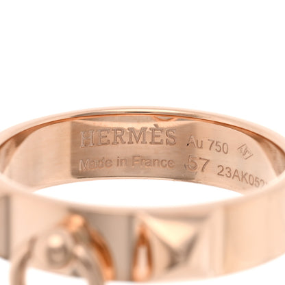 Hermes 18K Rose Gold PM Collier De Chien Ring 57 8 4 of 5