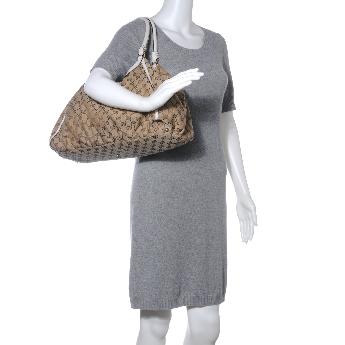 Monogram D Gold Large Hobo White