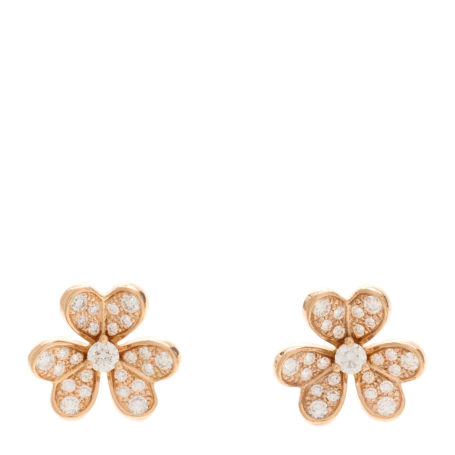 Van Cleef & Arpels 18K Rose Gold Diamond Mini Frivole Pave Earrings 1 of 5