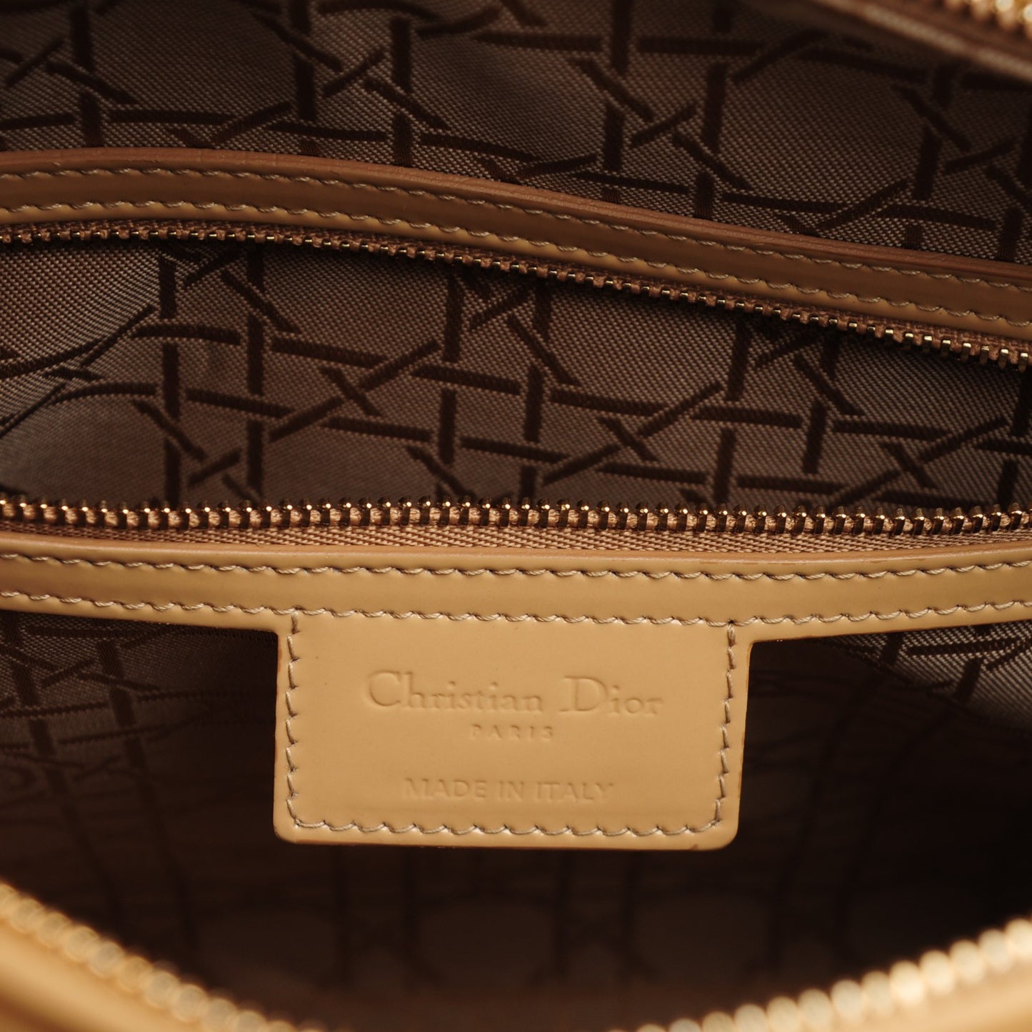 Patent Cannage Large Lady Dior Beige