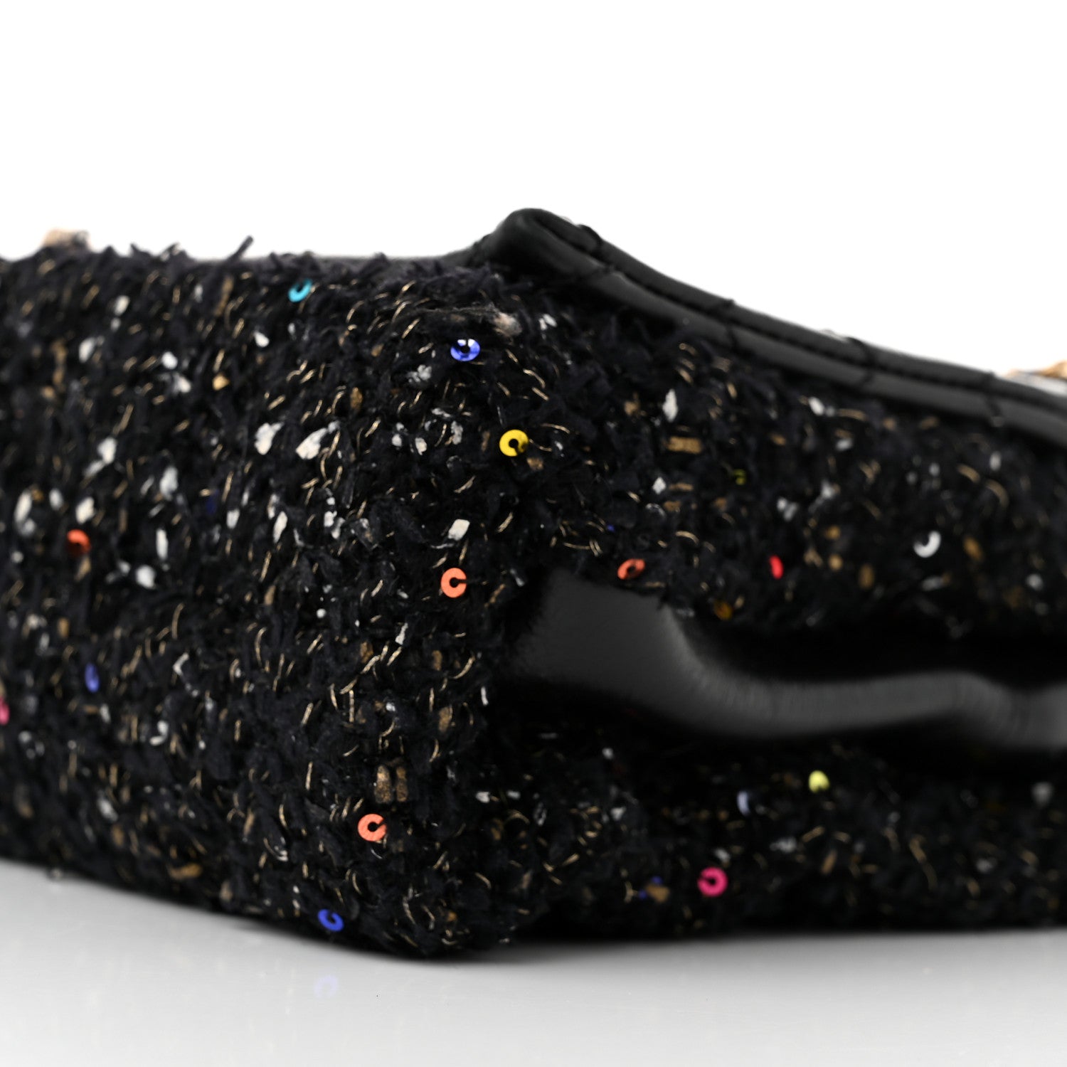 Chanel Lambskin Quilted Tweed Sequin Medium Chain Flap Bag Black Multicolor 11 of 15