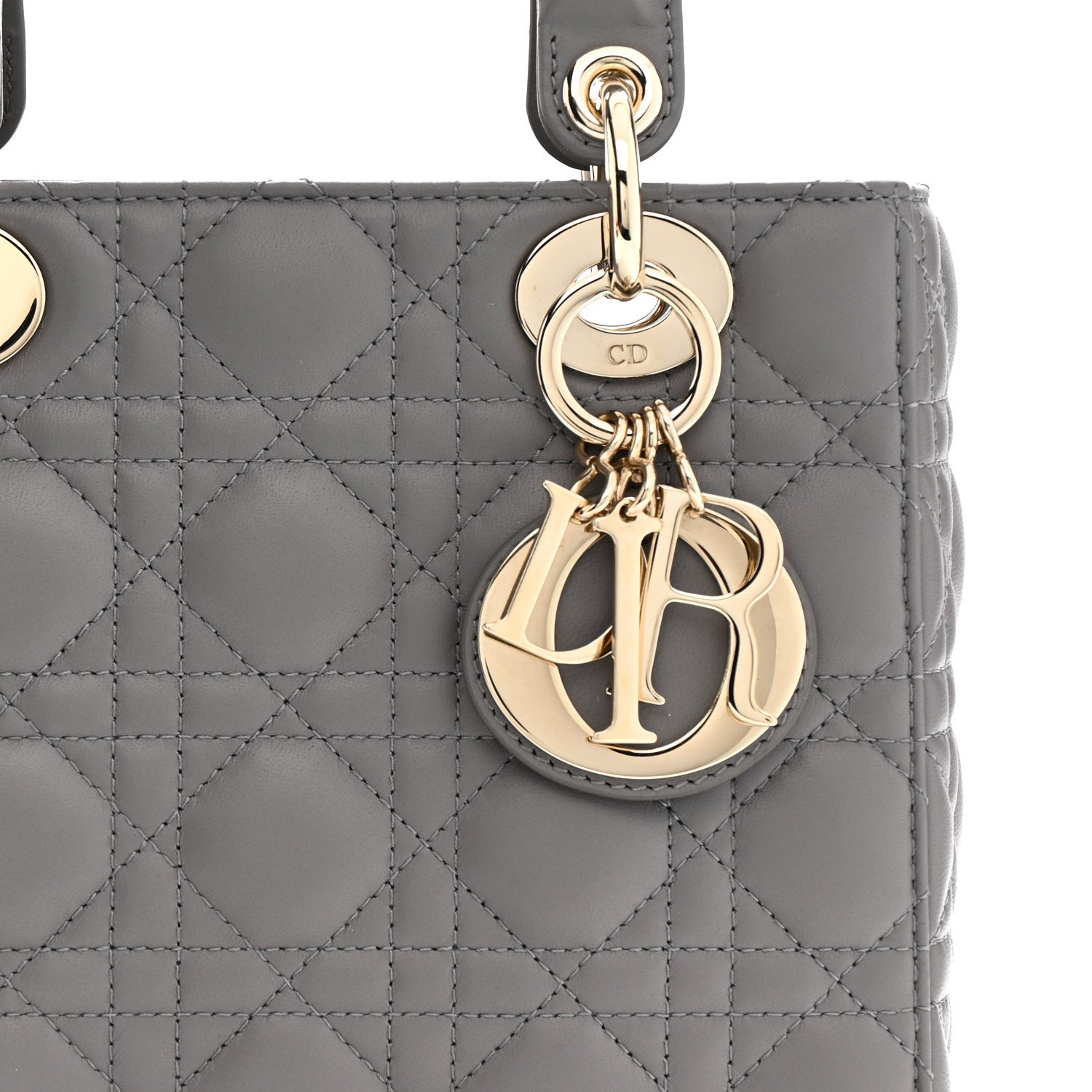 Christian Dior Lambskin Cannage Small My ABCDior Lady Dior Grey 8 of 11