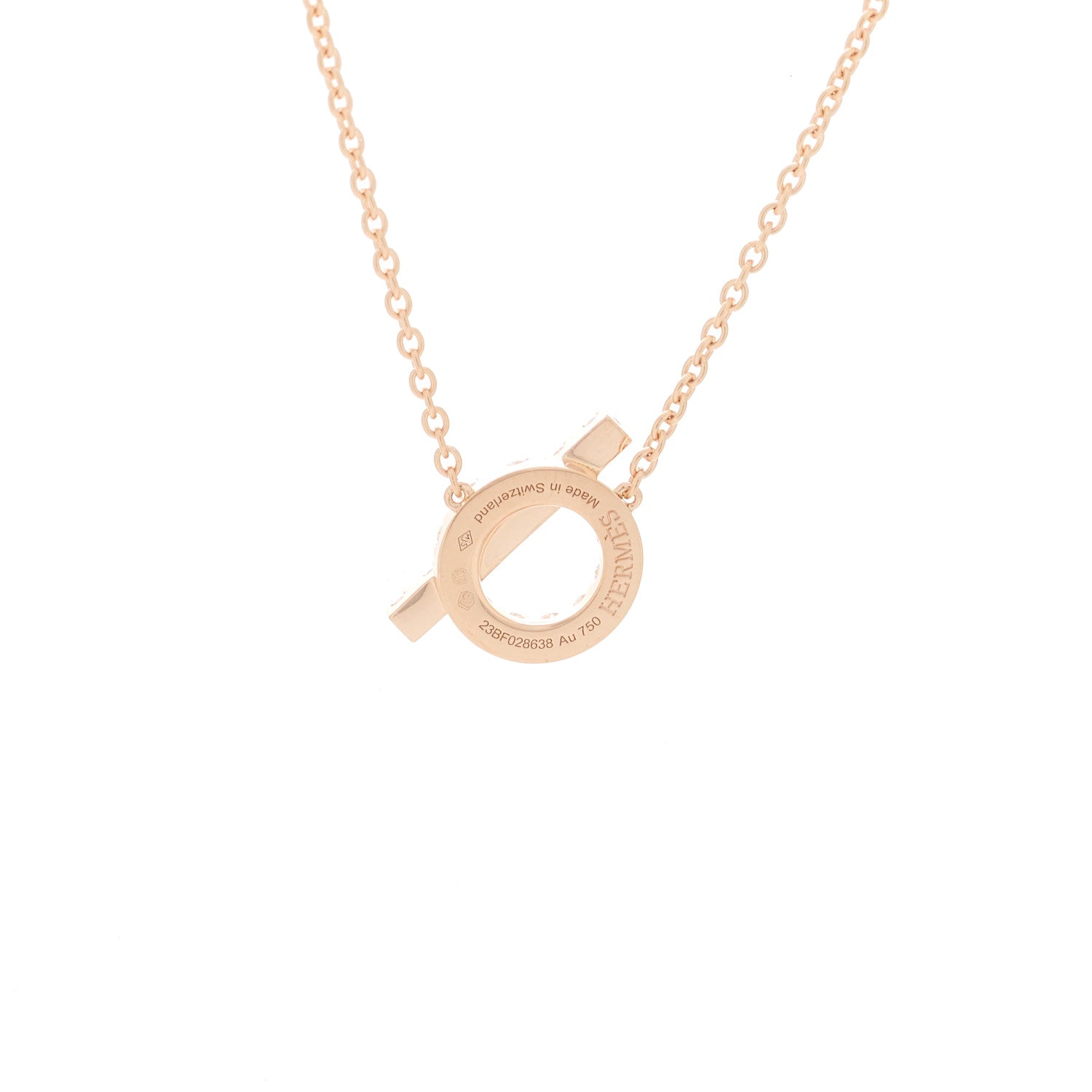 Hermes 18K Rose Gold Diamond Finesse Pendant Necklace 5 of 6
