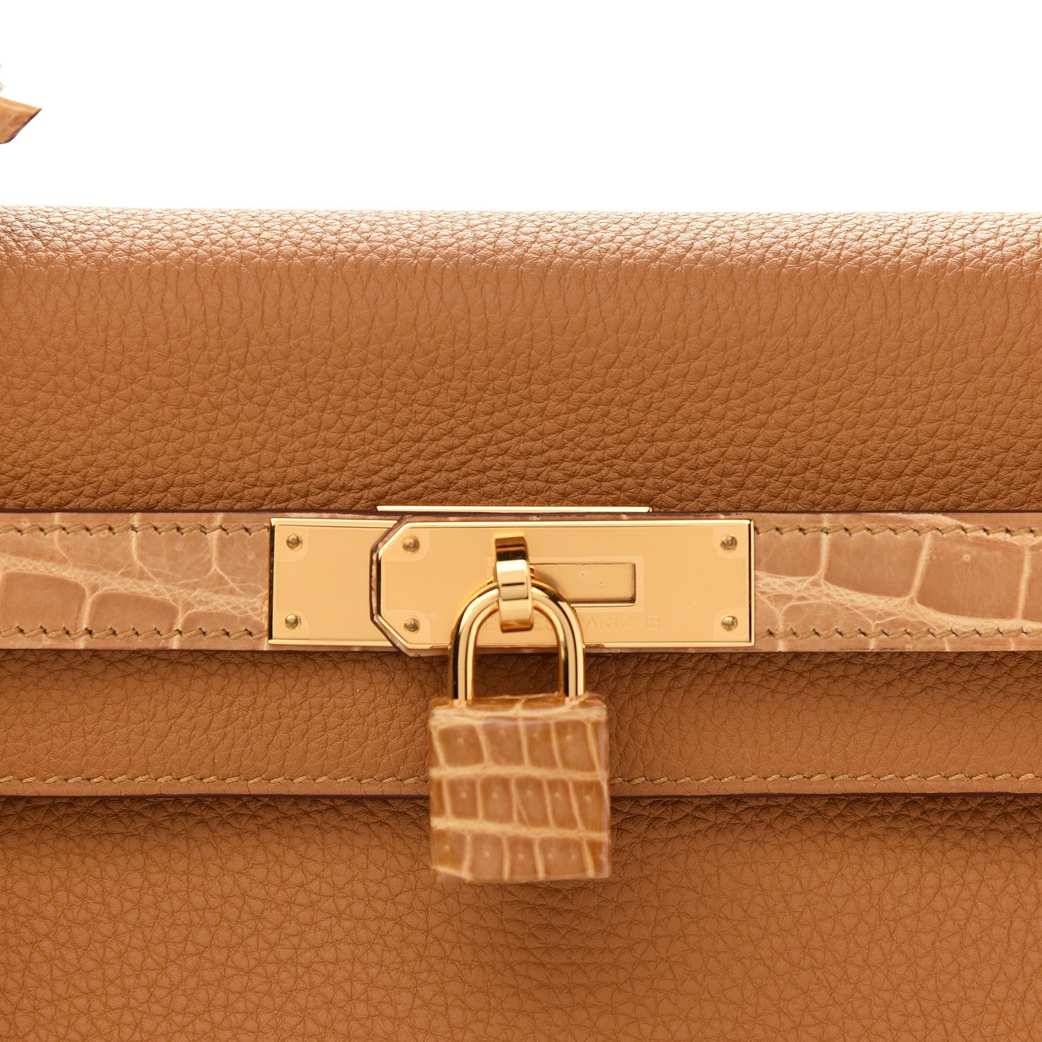 Hermes Togo Shiny Niloticus Crocodile Kelly Retourne Touch 32 Caramel Tabac Camel 8 of 10