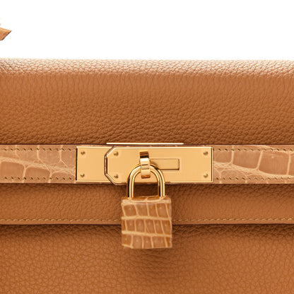 Hermes Togo Shiny Niloticus Crocodile Kelly Retourne Touch 32 Caramel Tabac Camel 8 of 10