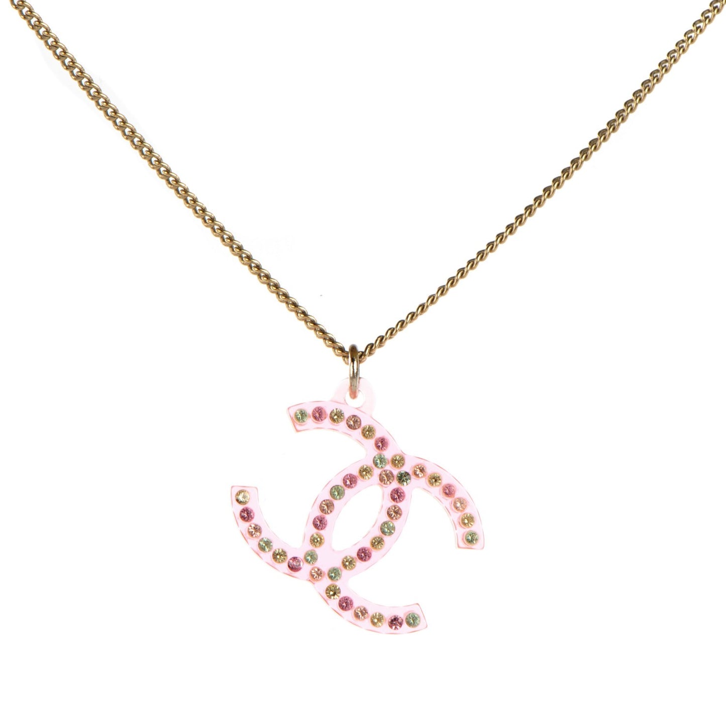 Translucent Resin Crystal CC Necklace Pink Multicolor