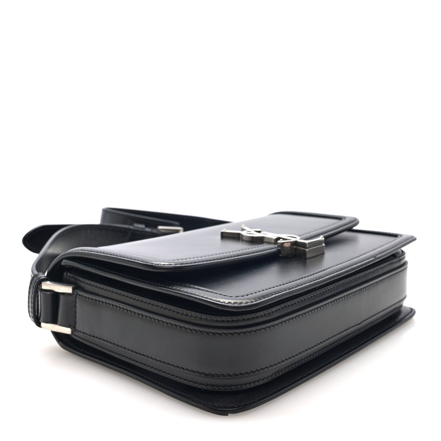 Saint Laurent Box Calfskin Monogram Medium Solferino Satchel Black 4 of 9
