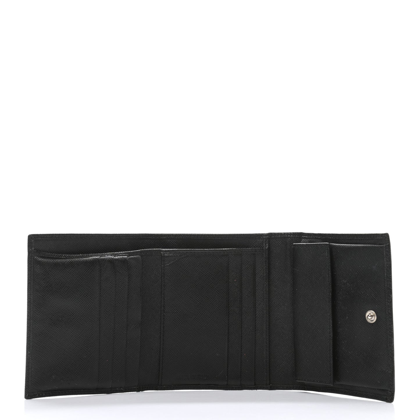 Saffiano Metal French Flap Compact Wallet Black