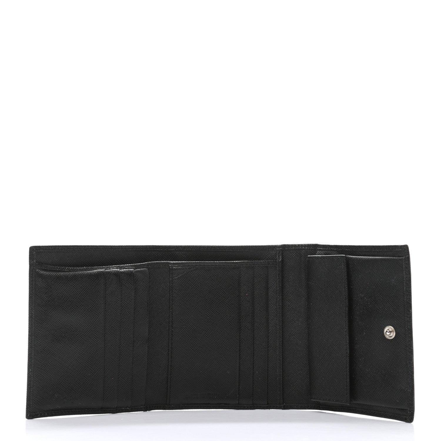 Prada Saffiano Metal French Flap Compact Wallet Black 5 of 10