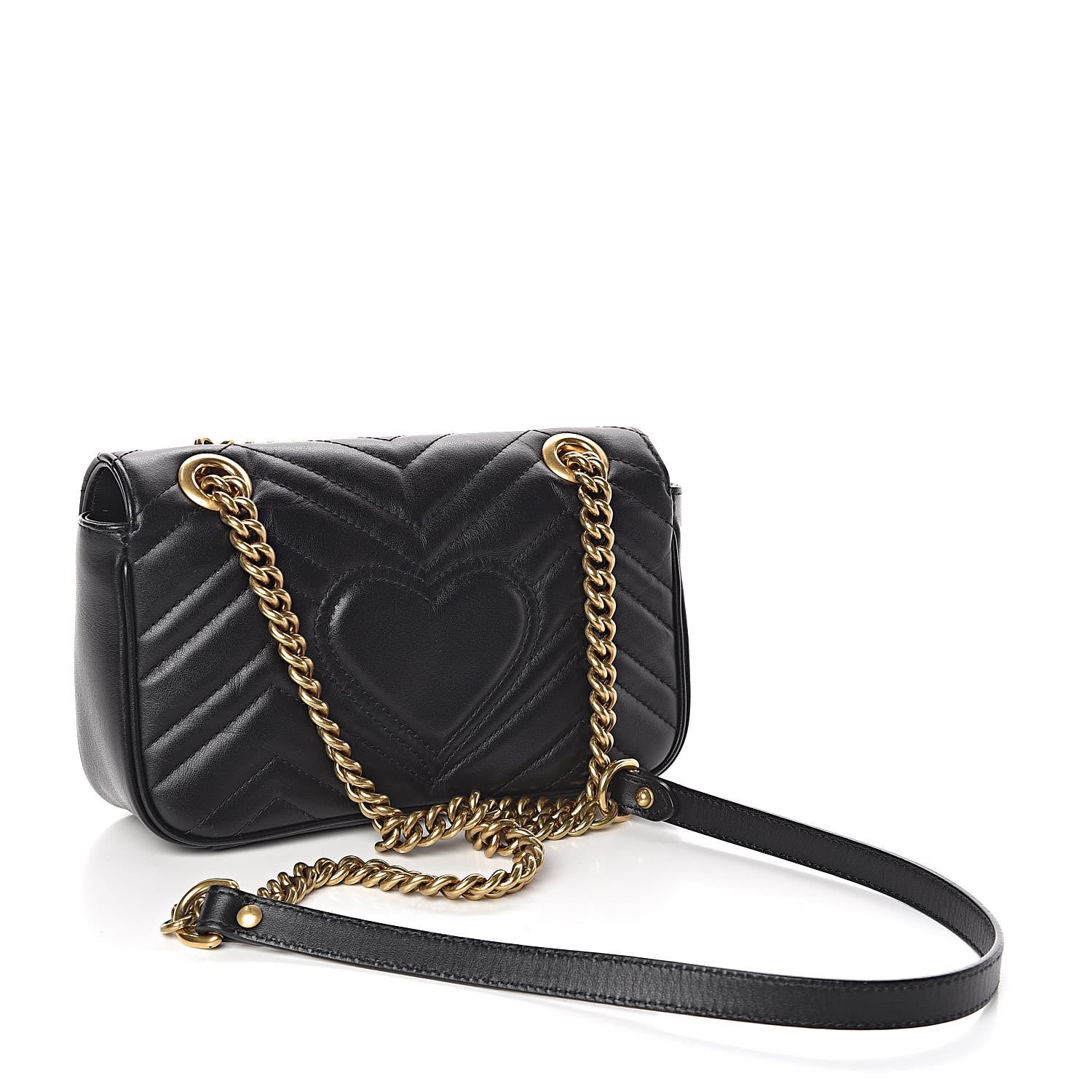 Gucci Calfskin Matelasse Mini GG Marmont Shoulder Bag Black 3 of 10