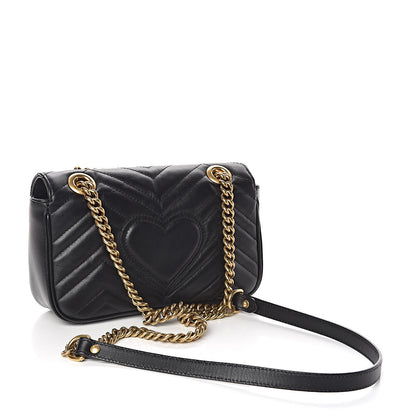 Gucci Calfskin Matelasse Mini GG Marmont Shoulder Bag Black 3 of 10
