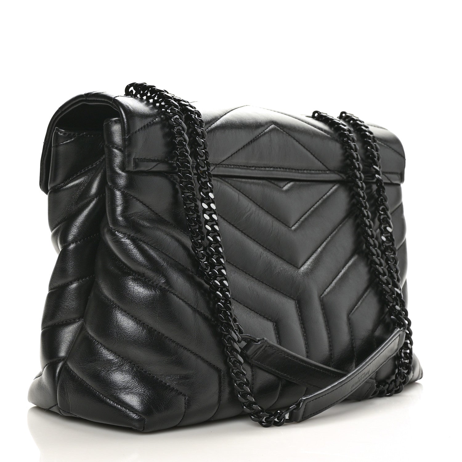 Saint Laurent Calfskin Y Quilted Monogram Medium Loulou Chain Satchel Black 3 of 8