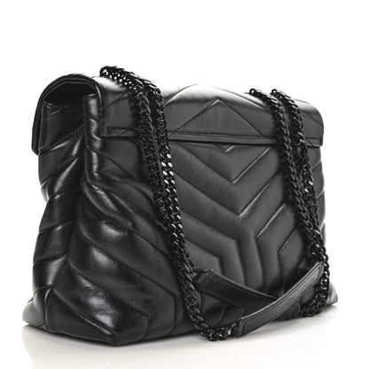 Saint Laurent Calfskin Y Quilted Monogram Medium Loulou Chain Satchel Black 3 of 8