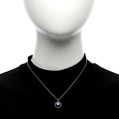 Louis Vuitton 18K Yellow Gold Diamond Lapis Lazuli B Blossom Medallion Pendant Necklace 3 of 5