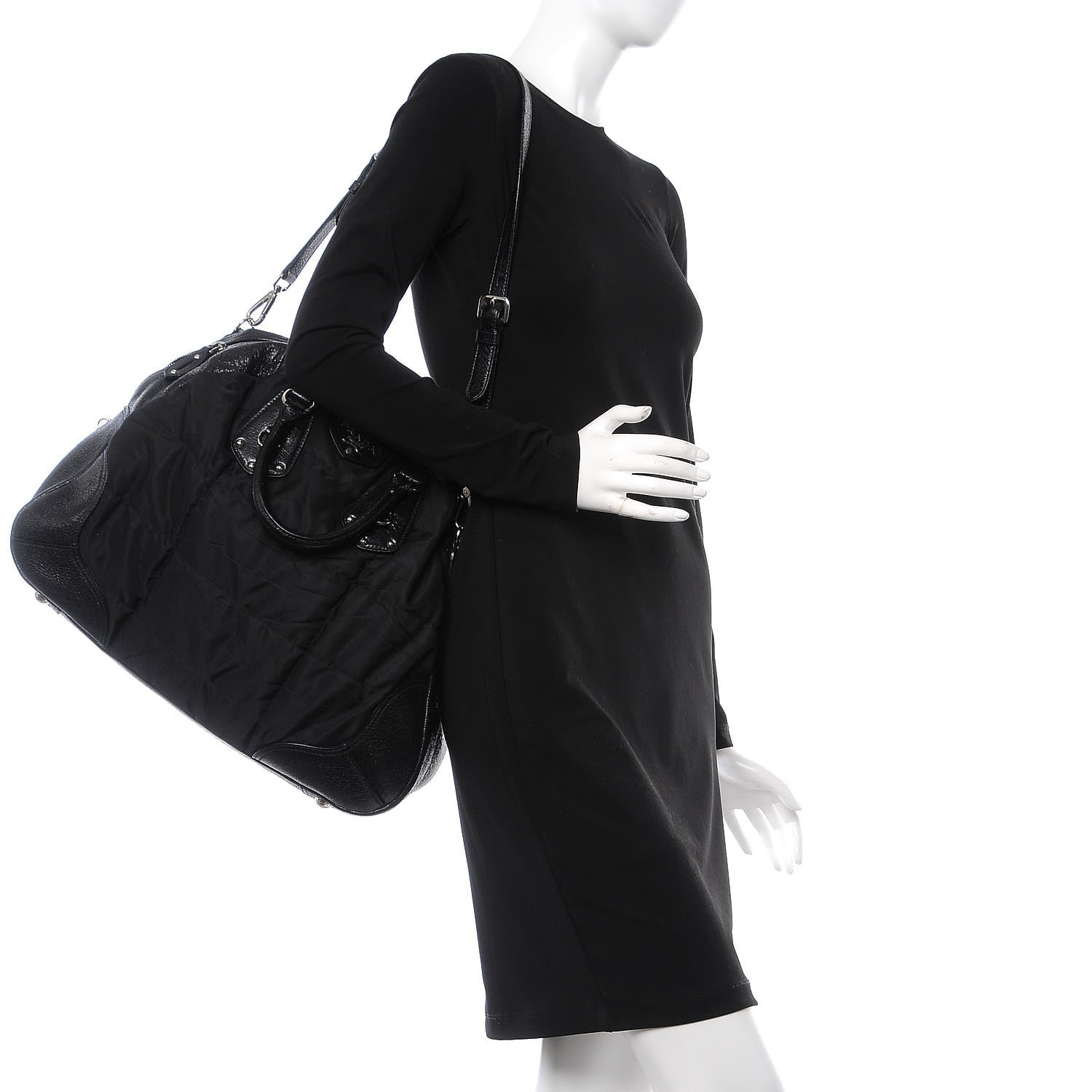 Prada Tessuto Nylon Cervo Lux Dome Satchel Black 3 of 9