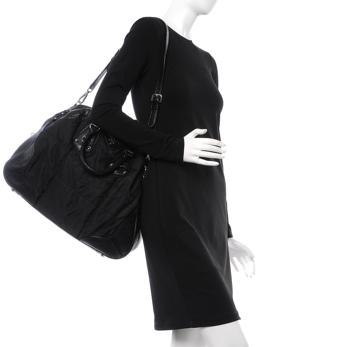 Tessuto Nylon Cervo Lux Dome Satchel Black