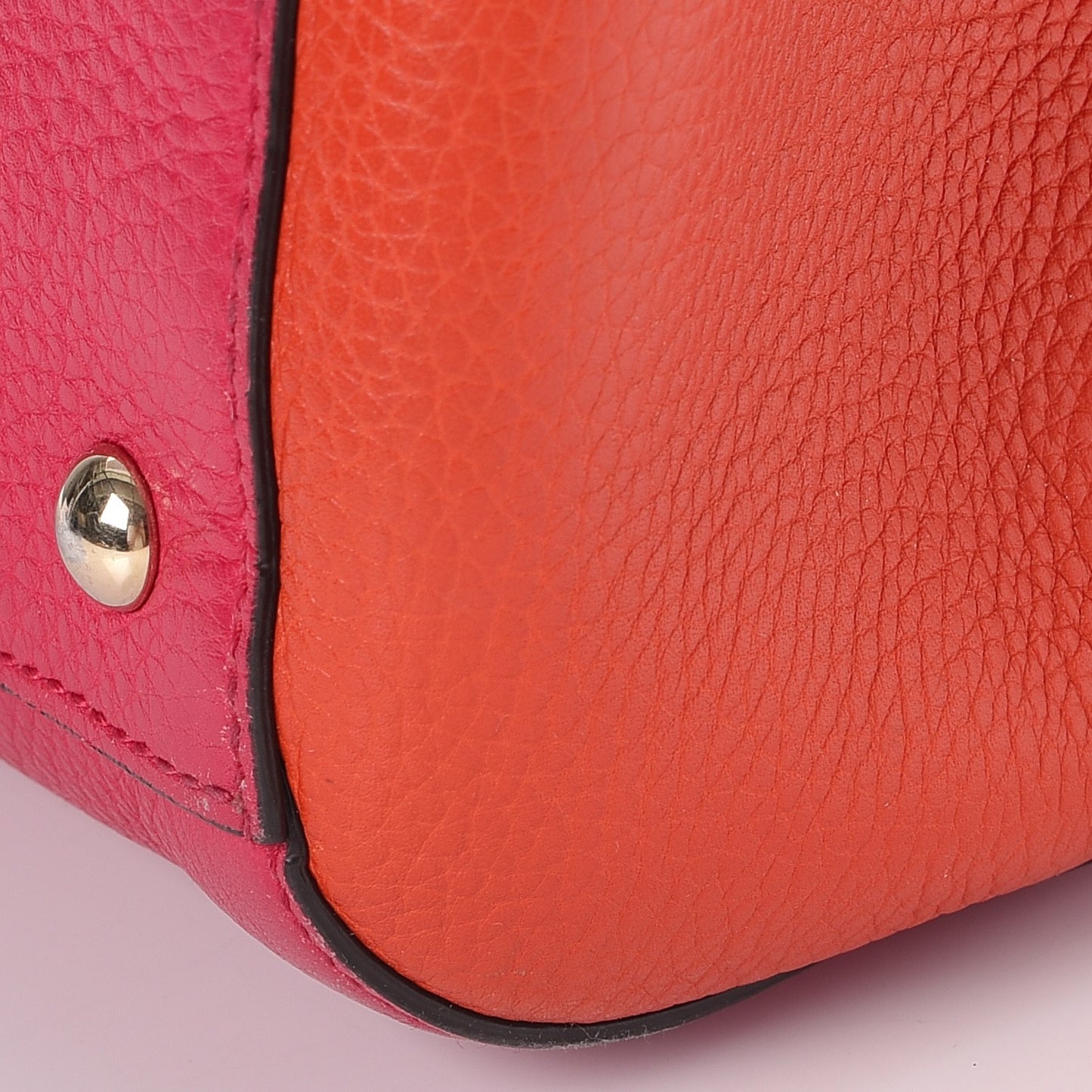 Calfskin Large Bamboo Shopper Tote Orange Fuchsia