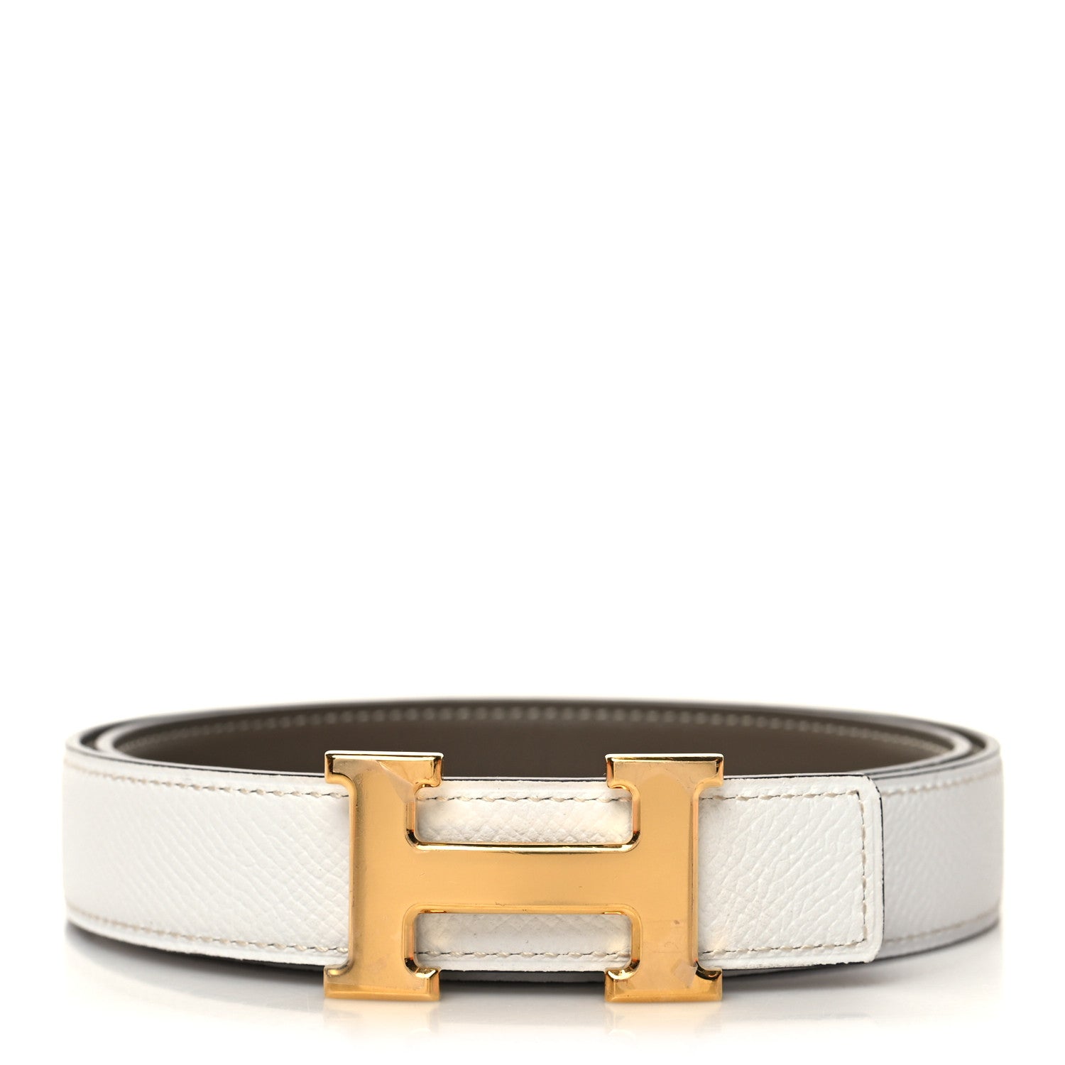 Hermes Epsom Swift 24mm Mini H Belt 75 30 White Etoupe 1 of 6