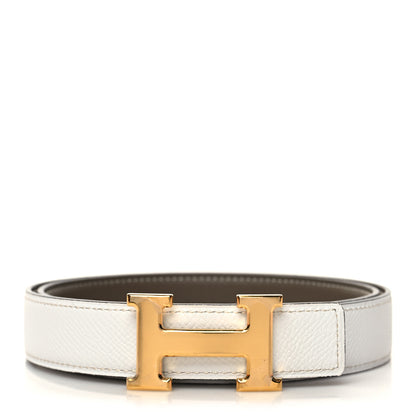 Hermes Epsom Swift 24mm Mini H Belt 75 30 White Etoupe 1 of 6