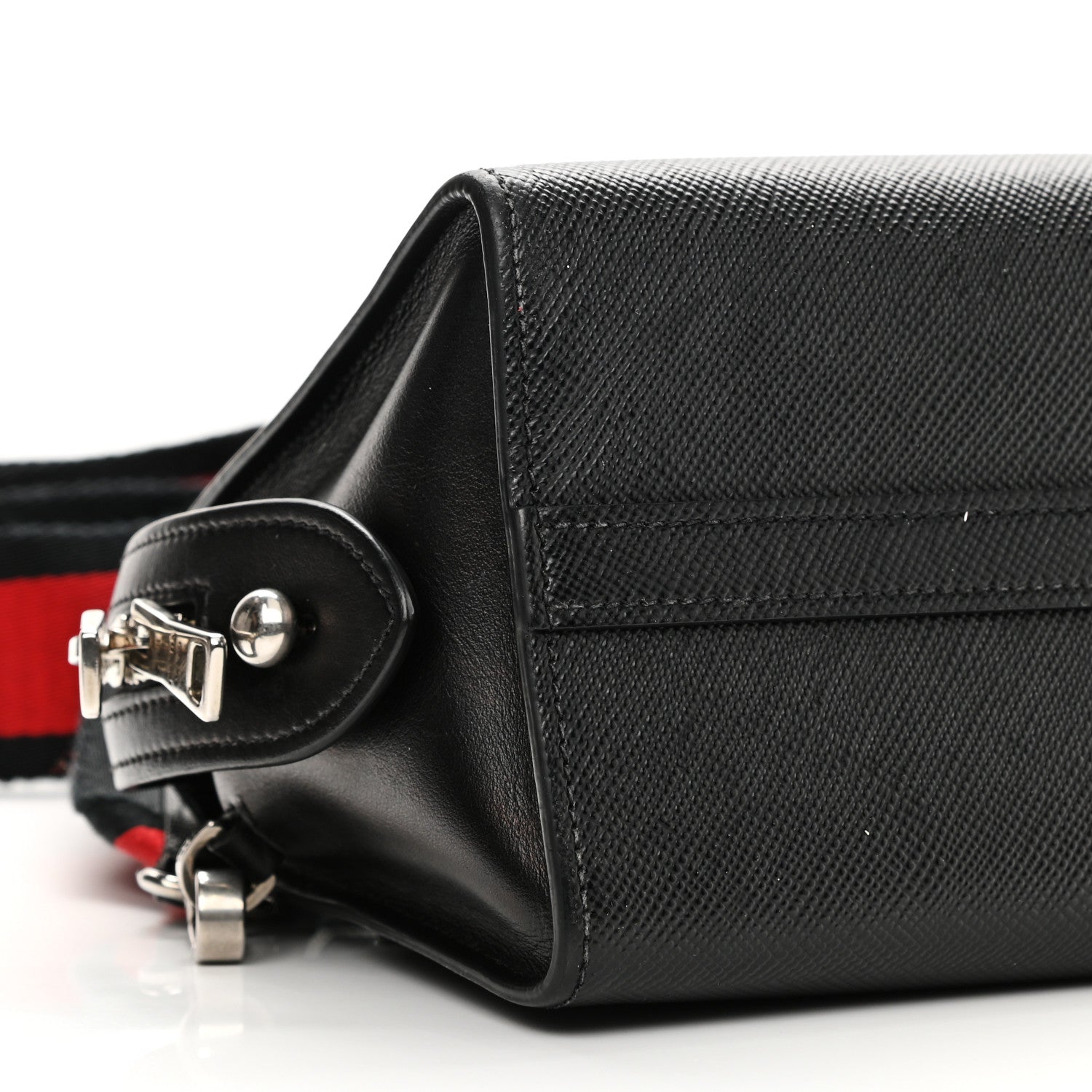 Prada Saffiano Cuir Calfskin Mini Monochrome Top Handle Tote Black 9 of 14