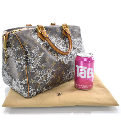 Louis Vuitton Monogram Dentelle Speedy 30 Silver 3 of 9