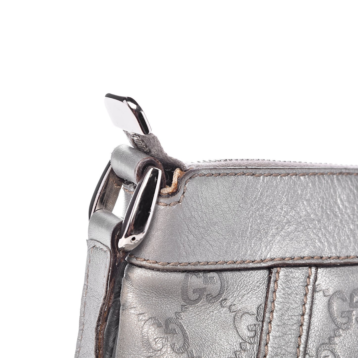 Guccissima Small D Ring Messenger Silver