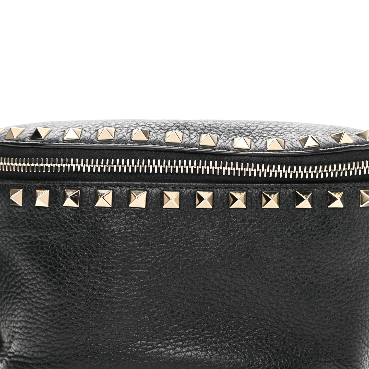 Grainy Calfskin Rockstud Belt Bag Black