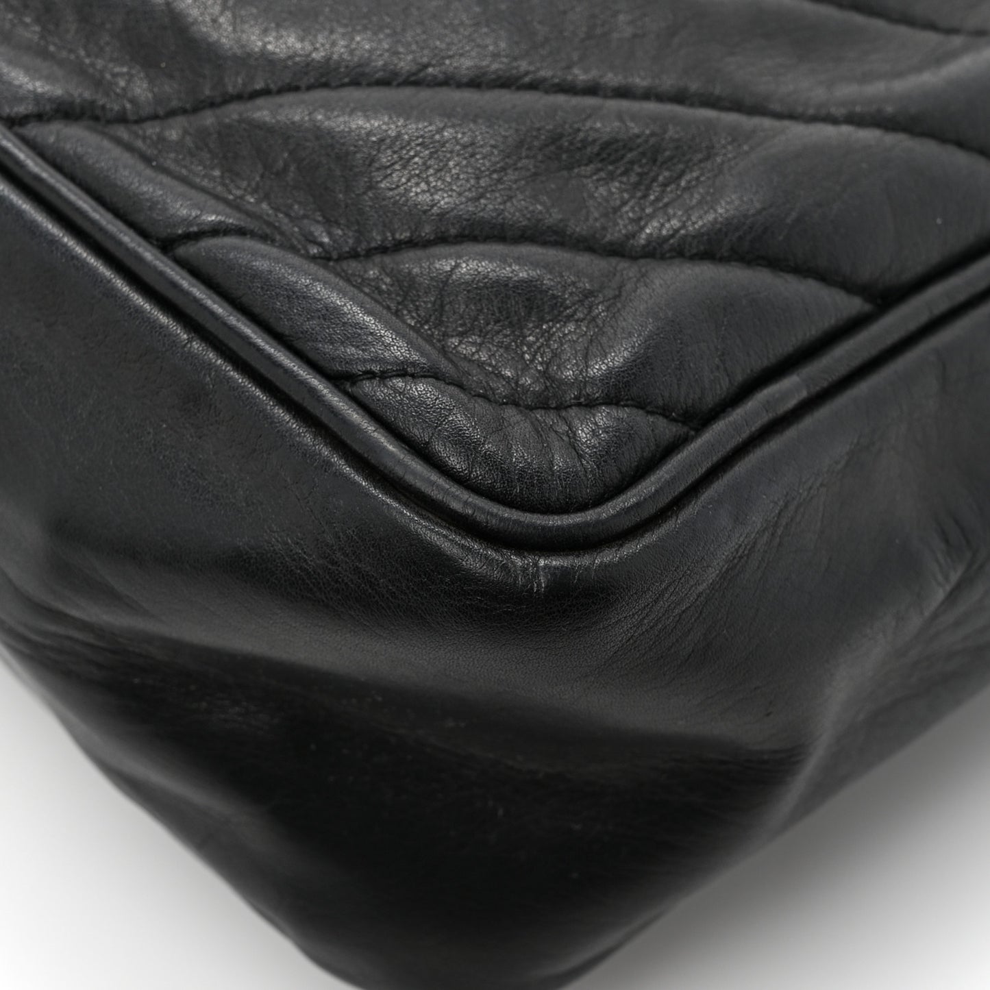 Lambskin Surpique Chevron Small Tote Black