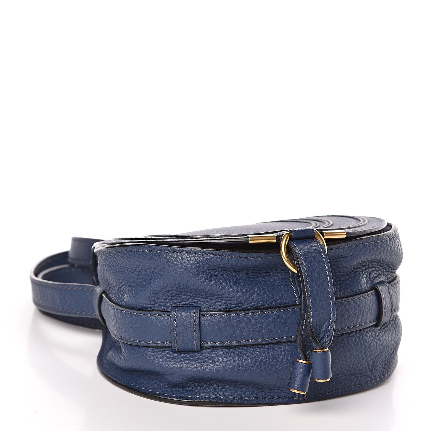 Calfskin Mini Marcie Round Crossbody Bag Royal Navy