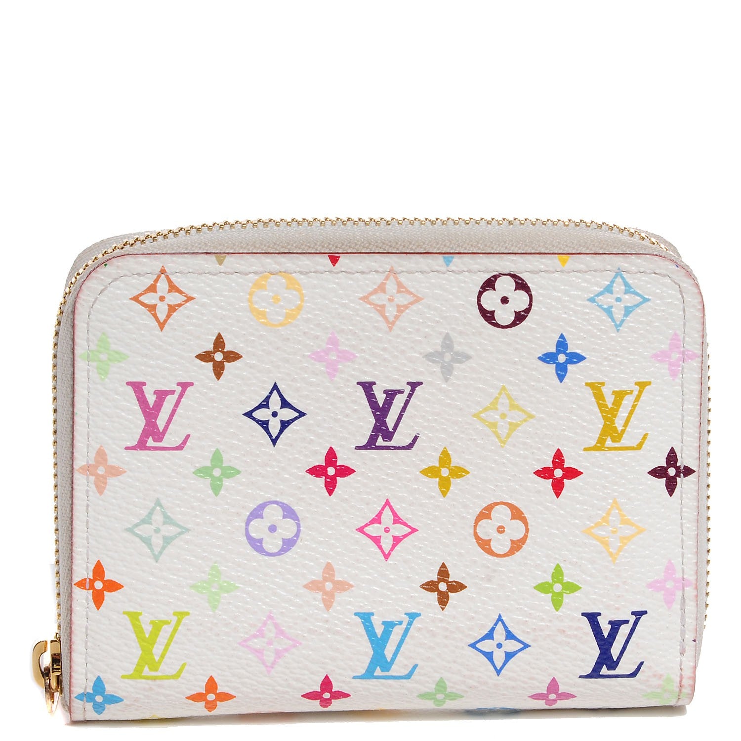 Louis Vuitton Monogram Multicolor Zippy Coin Purse Wallet White Litchi 1 of 7