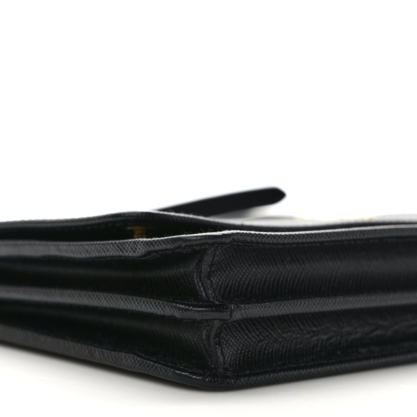 Saffiano Metal Flap Wallet With Strap Black