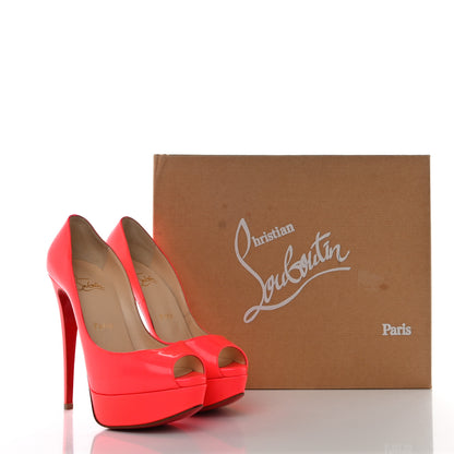 Christian Louboutin Patent Lady Peep 150 Pumps 36.5 Fluo Rose Paris 8 of 8