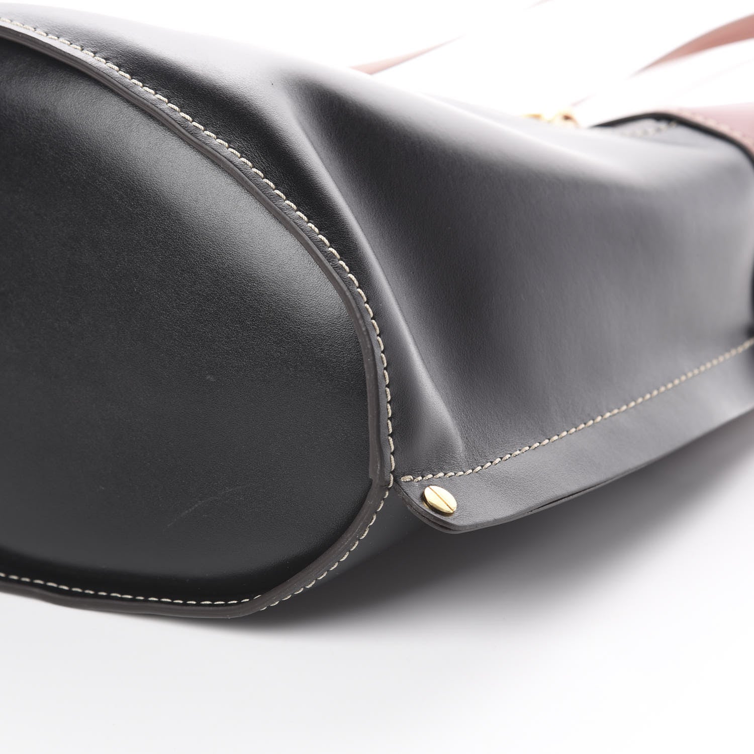 Chloe Shiny Calfskin Goatskin Medium Aby Bi-Color Bucket Bag Black 6 of 8