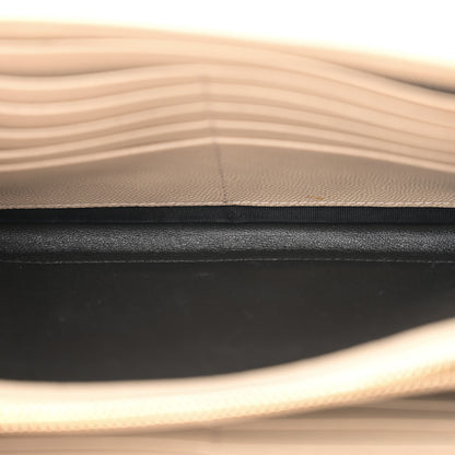 Saint Laurent Grain De Poudre Matelasse Chevron Monogram Chain Wallet Dark Beige 5 of 17