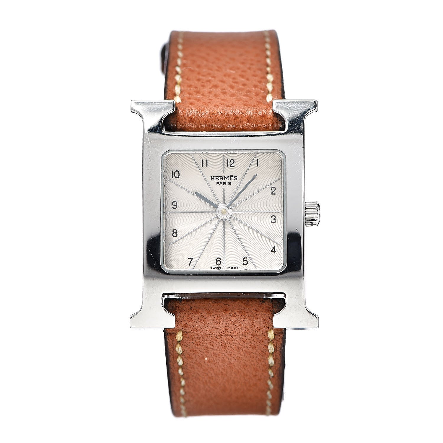 Hermes Stainless Steel Epsom 21mm Heure H Hour Quartz Watch Gold 1 of 8