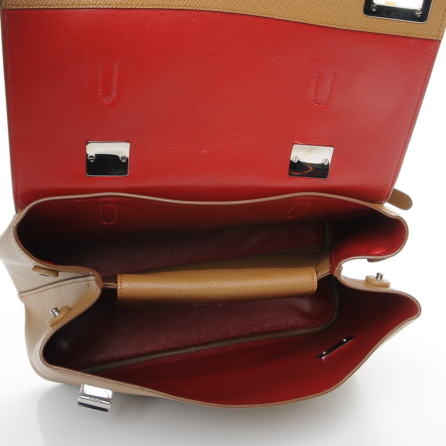 Saffiano Cuir Convertible Top Handle Tote Caramel