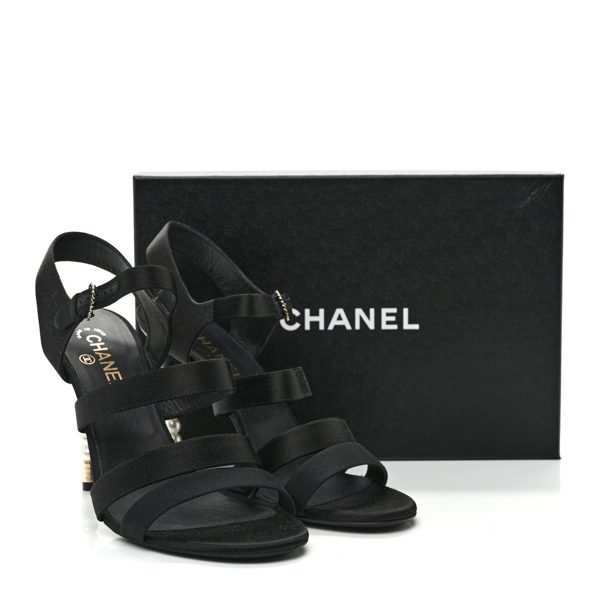 Chanel Kid Suede Pearl Sandals 42 Black 13 of 13