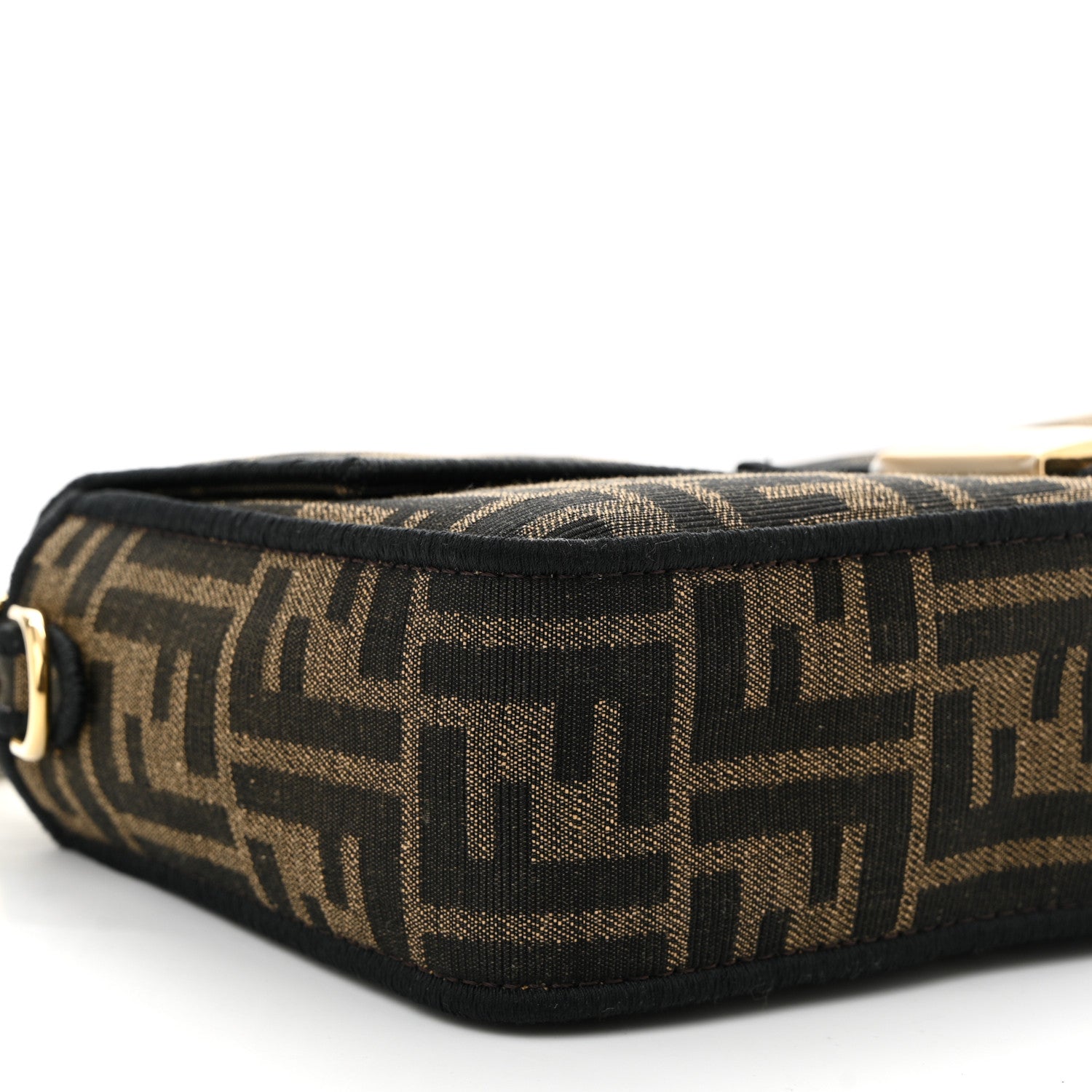 Fendi Fabric Jacquard FF 1974 Medium Baguette Tobacco Moro Black 9 of 11