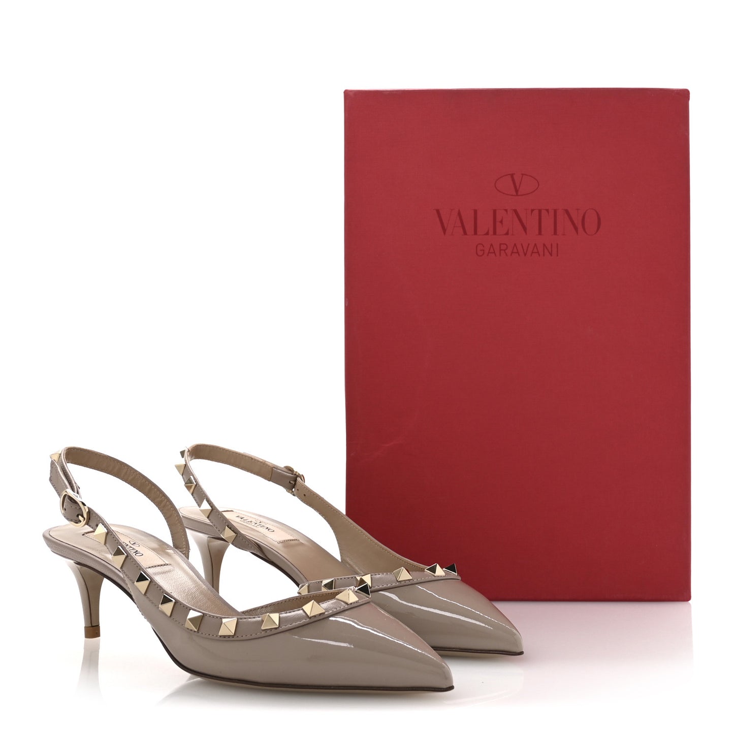 Patent Rockstud Half d'Orsay Slingback 50mm Pumps 36 Poudre