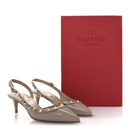 Valentino Garavani Patent Rockstud Half d'Orsay Slingback 50mm Pumps 36 Poudre 10 of 10