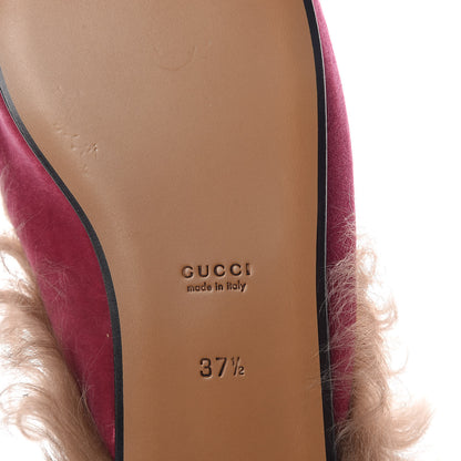 Gucci Velvet Fur Womens Princetown Slippers 37.5 Raspberry Rose 6 of 7