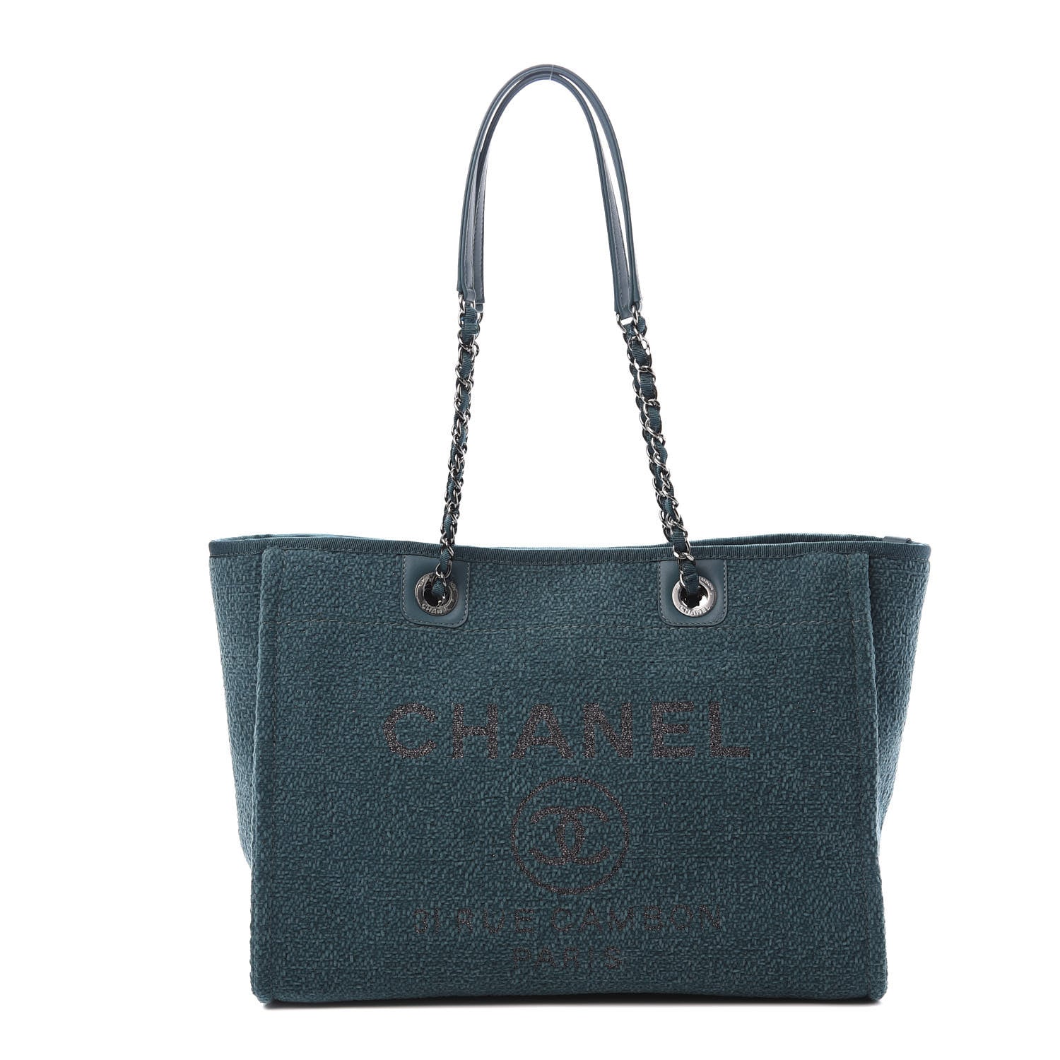 Chanel Lurex Boucle Small Deauville Tote Turquoise 1 of 10