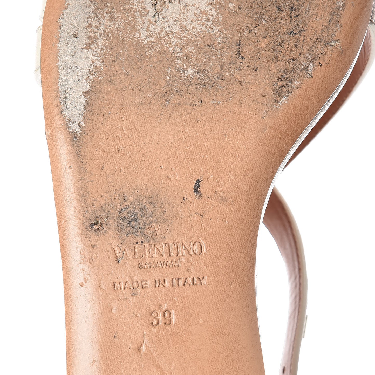 Nappa Rockstud Flat Sandals 39 White