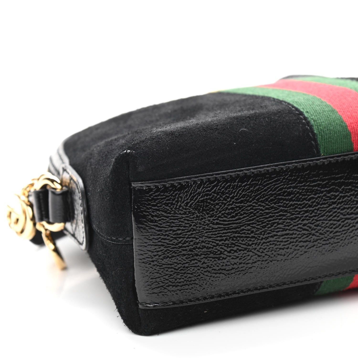 Gucci Suede Patent Web GG Small Ophidia Dome Shoulder Bag Black 5 of 10
