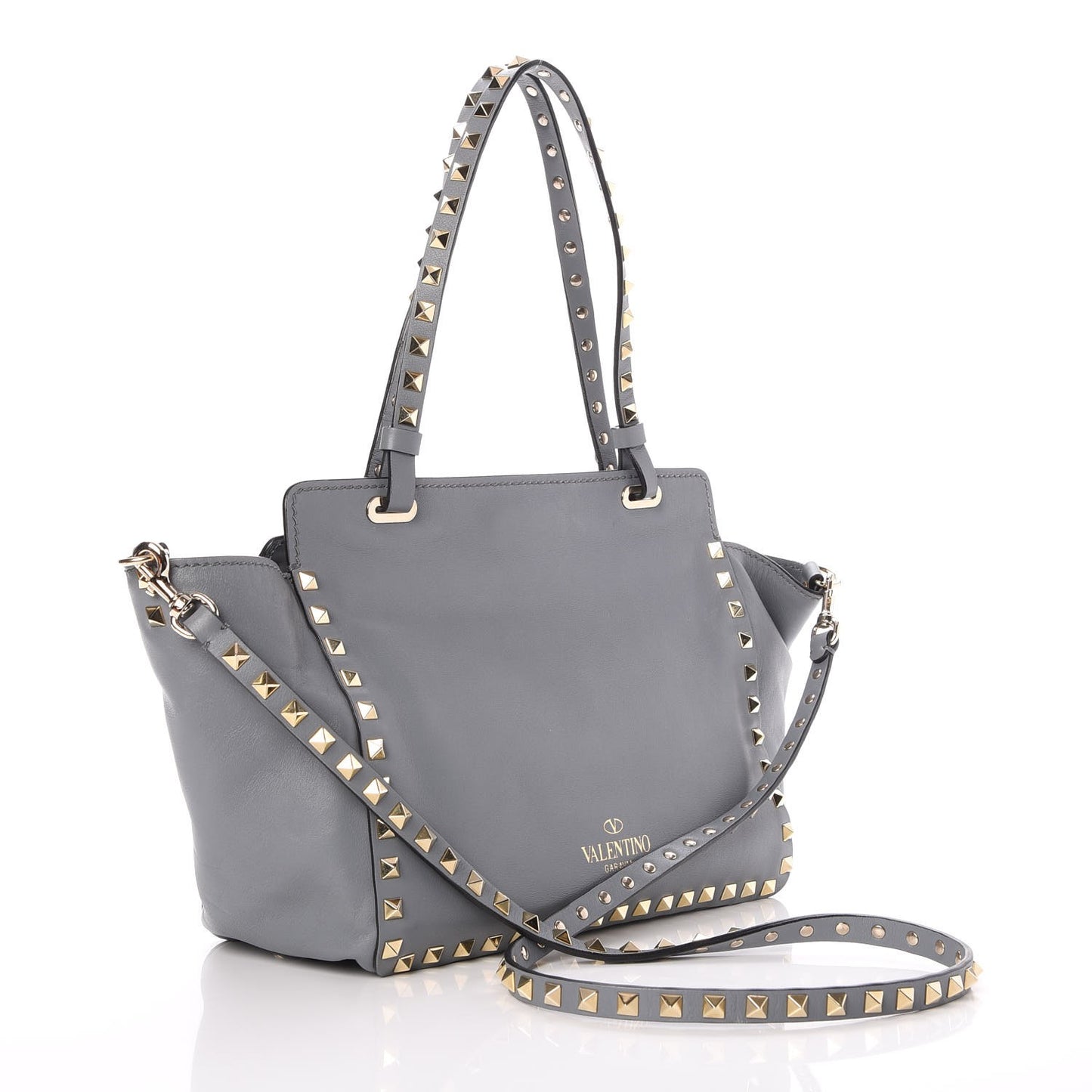 Vitello Small Rockstud Tote Grey