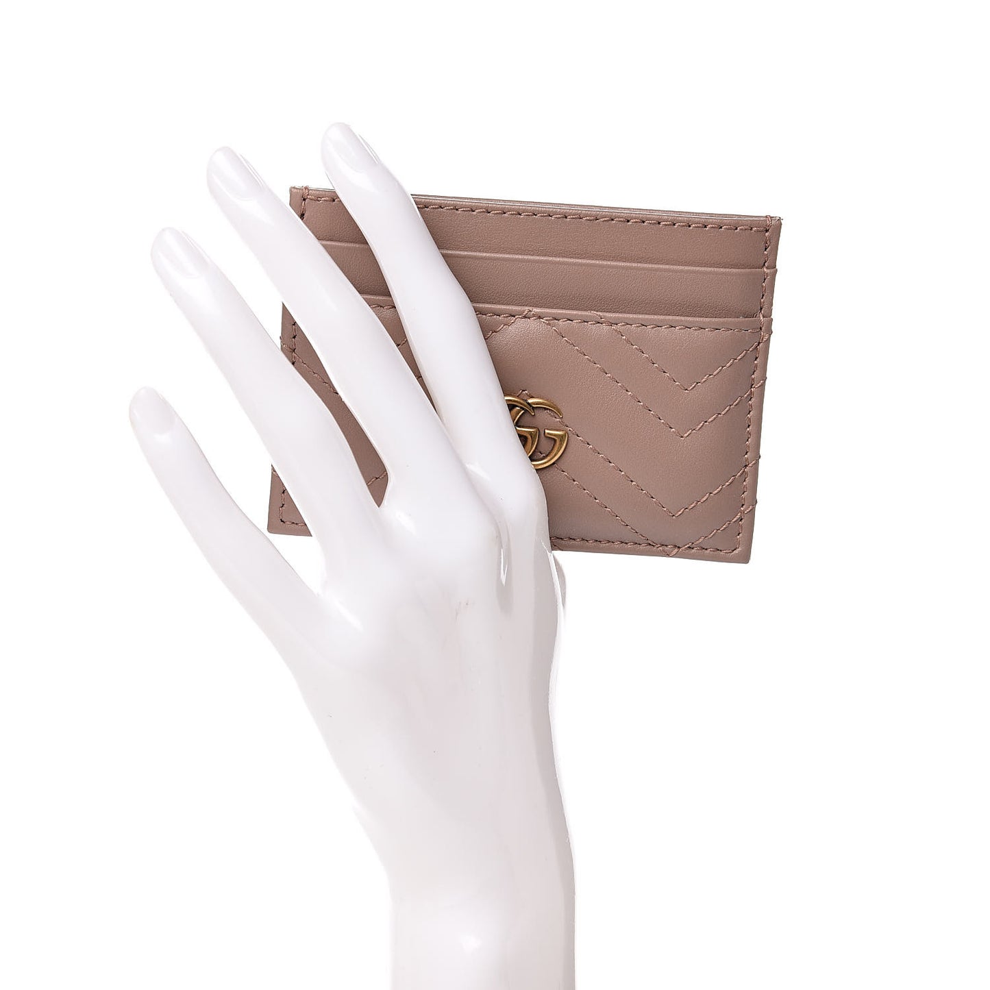 Calfskin Matelasse GG Marmont Card Holder Porcelain Rose