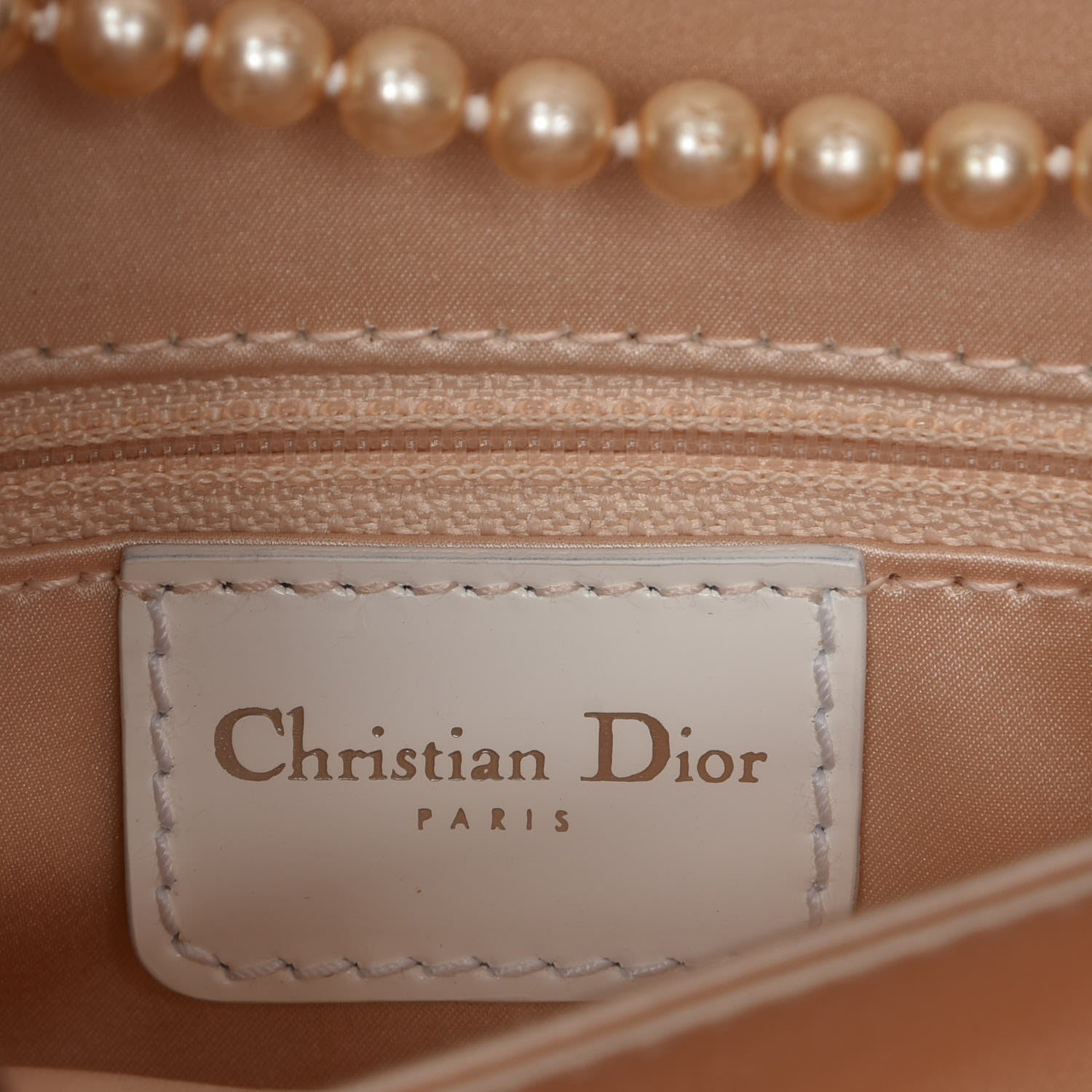 Christian Dior Satin Leather Perforated Pearl Clutch Pink White 8 of 9