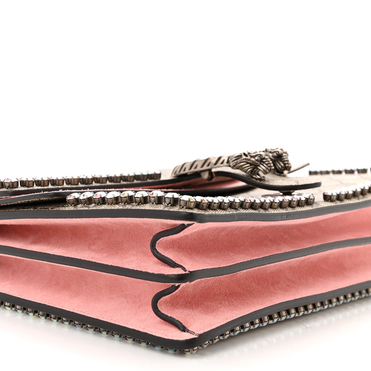 Gucci GG Supreme Monogram Suede Crystal Medium Dionysus Shoulder Bag Beige Ebony Light Peonia 9 of 10