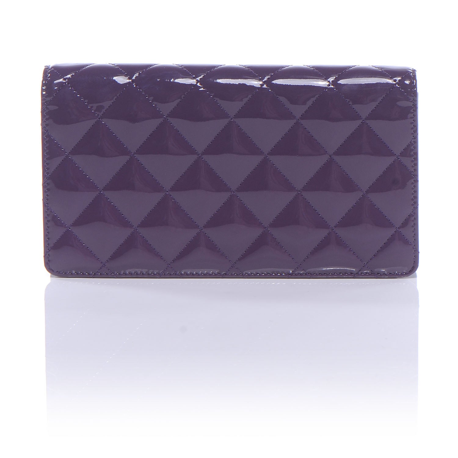 Chanel Patent Quilted Yen Wallet Purple 3 of 8
